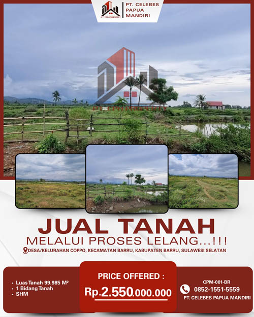 Tanah Kosong di Kab. Barru, Sulawesi Selatan