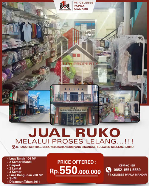Ruko 2 Lantai, Barru, Sulawesi Selatan