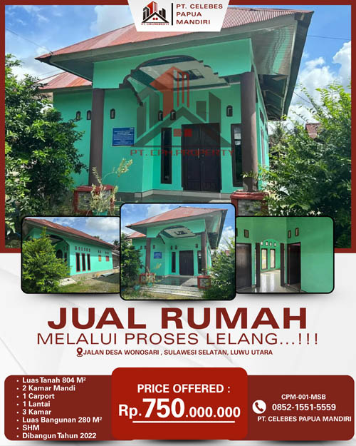 Rumah 1 Lantai Luwu Utara, Sulawesi Selatan di Kabupaten Luwu Utara