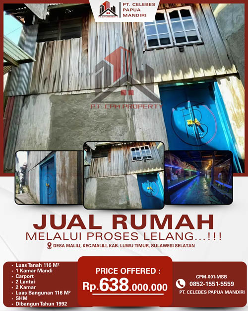 Ruko 2 Lantai di Luwu Timur, Sulawesi Selatan di Kabupaten Luwu Timur