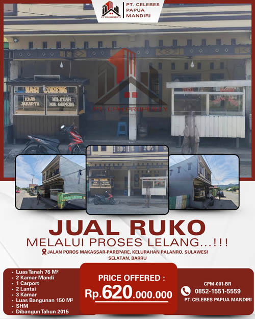 Ruko 2 Lantai di Barru, Sulawesi Selatan di Kabupaten Barru