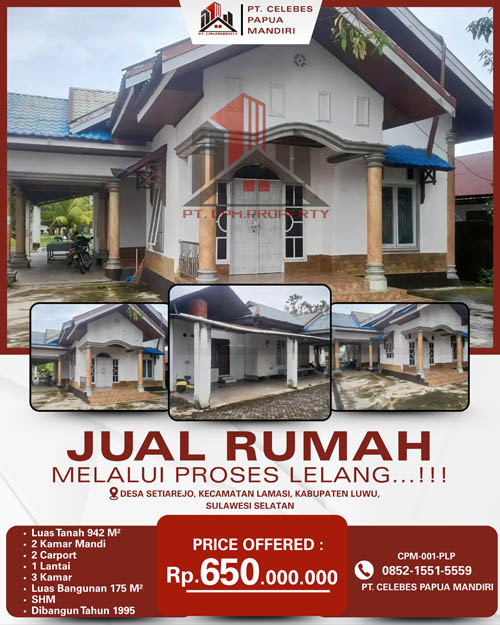 Rumah 1 Lantai Luwu, Sulawesi Selatan di Kabupaten Luwu