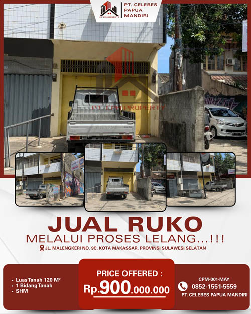 Ruko 2 Lantai Dalam Kota Makassar di Kota Makassar