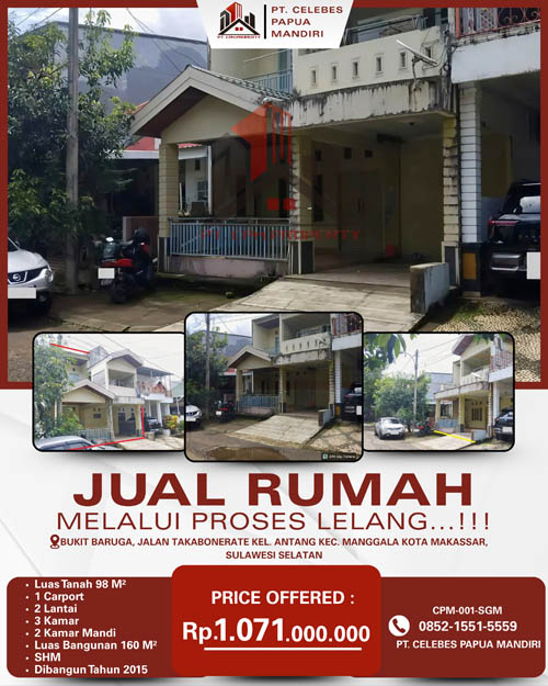 Rumah 2 Lantai Dalam Kota Makassar di Kota Makassar