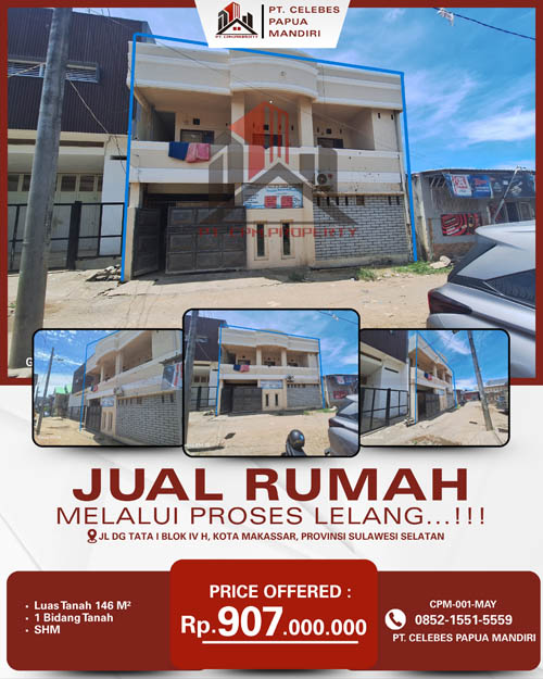 Rumah 2 Lantai Dalam Kota Makassar di Kota Makassar