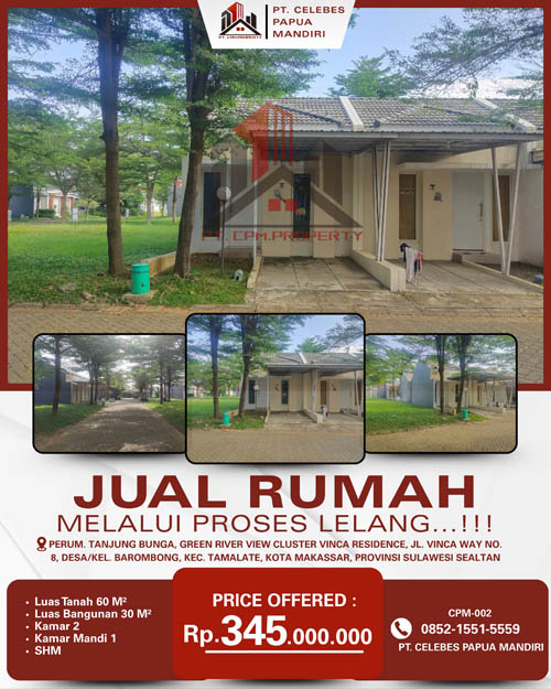 Rumah di Tanjung Bunga Makassar, Sulawesi Selatan di Kota Makassar