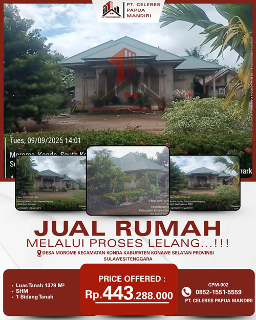 Rumah di Konawe Selatan, Sulawesi Tenggara di Kabupaten Konawe Selatan