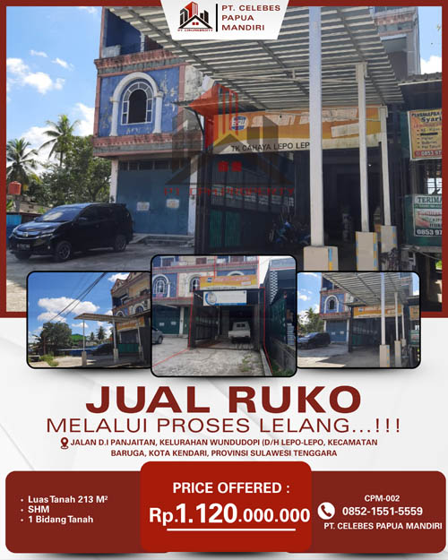Ruko di Kota Kendari, Sulawesi Selatan di Kota Kendari