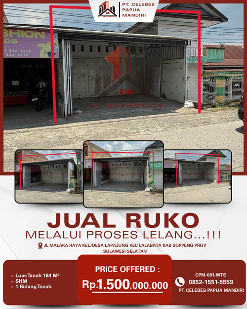 Ruko di Kab. Soppeng, Sulawesi Selatan di Kabupaten Soppeng