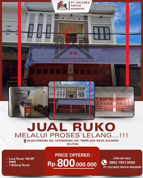 Ruko 2 Lantai di Kab. Wajo, Sulawesi Selatan di Kabupaten Wajo
