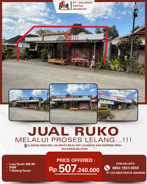 Ruko di Kab. Soppeng, Sulawesi Selatan di Kabupaten Soppeng