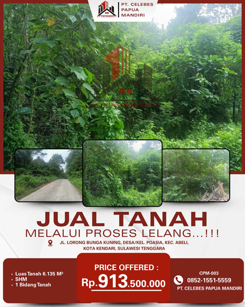 Tanah di Kota Kendari, Sulawesi Selatan di Kota Kendari
