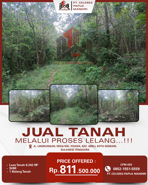 Tanah di Kota Kendari, Sulawesi Selatan di Kota Kendari