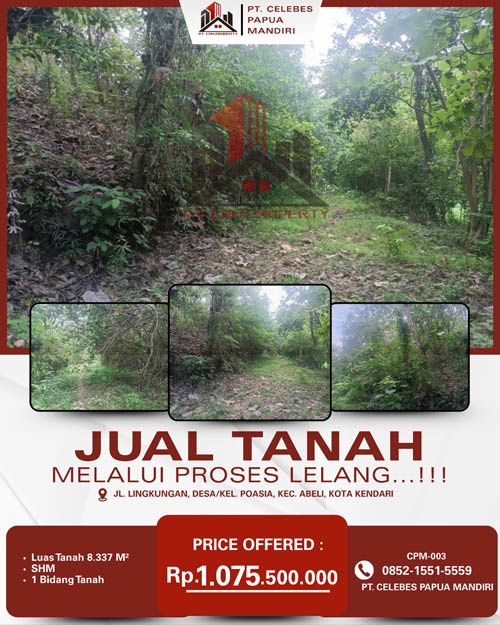 Tanah di Kota Kendari, Sulawesi Selatan