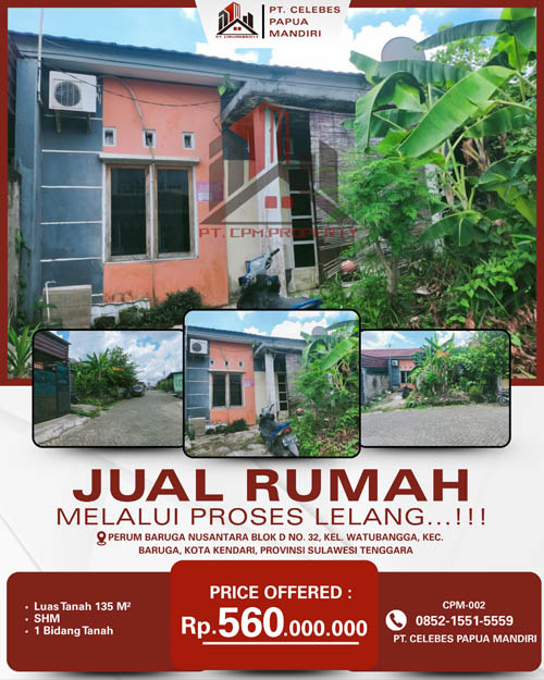 Rumah di Kota Kendari Sulawesi Tenggara di Kota Kendari