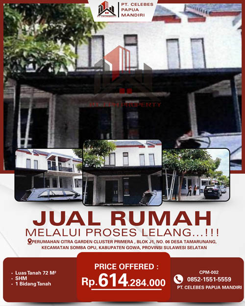 Rumah 2 Lantai di Kab. Gowa, Sulawesi Selatan di Kabupaten Gowa