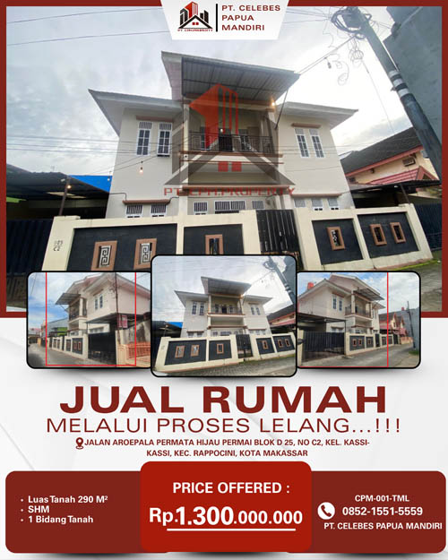 Rumah 2 Lantai di Kota Makassar, Sulawesi Selatan di Kota Makassar