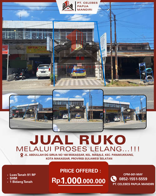 Ruko 2 Lantai di Kota Makassar, Sulawesi Selatan di Kota Makassar