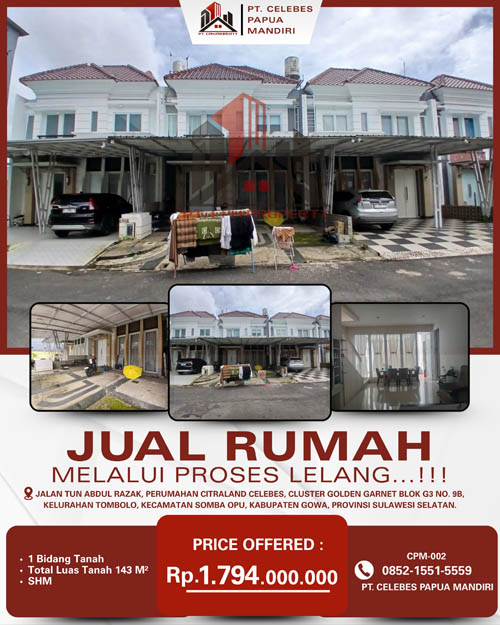 Rumah 2 Lantai di Kab. Gowa, Sulawesi Selatan di Kabupaten Gowa