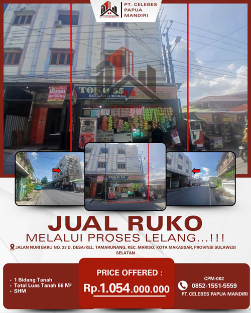 Ruko 3 Lantai di dalam Kota Makassar, Sulawesi Selatan di Kota Makassar
