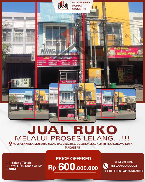 Ruko 2 Lantai di Kota Makassar, Sulawesi Selatan di Kota Makassar
