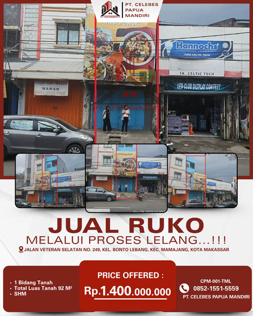 Ruko 2 Lantai di Kota Makassar, Sulawesi Selatan di Kota Makassar