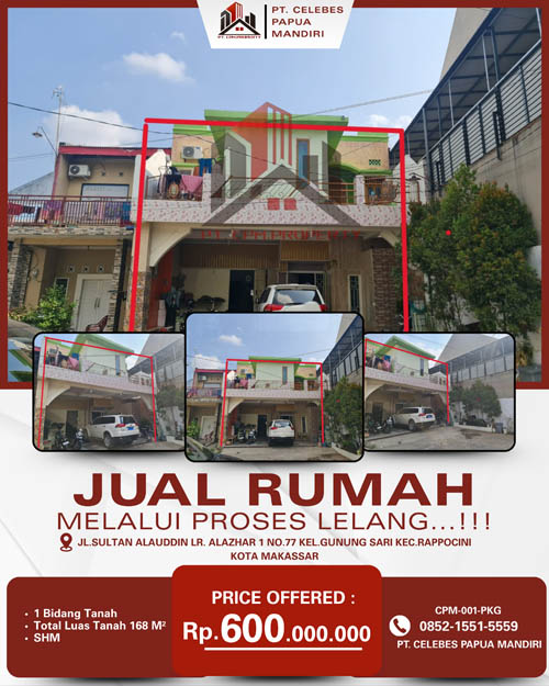 Rumah 2 Lantai di Kota Makassar, Sulawesi Selatan di Kota Makassar