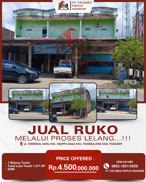Ruko 2 Lantai DI Kab. Pangkep, Sulawesi Selatan di Kabupaten Pangkajene dan Kepulauan