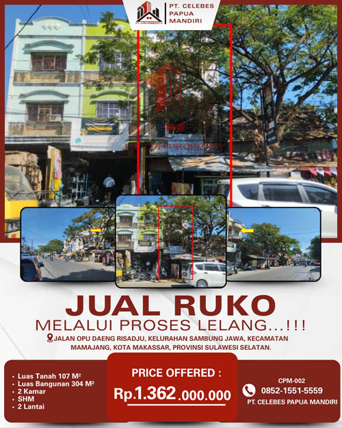 Ruko 2 Lantai di dalam Kota Makassar, Sulawesi Selatan di Kota Makassar