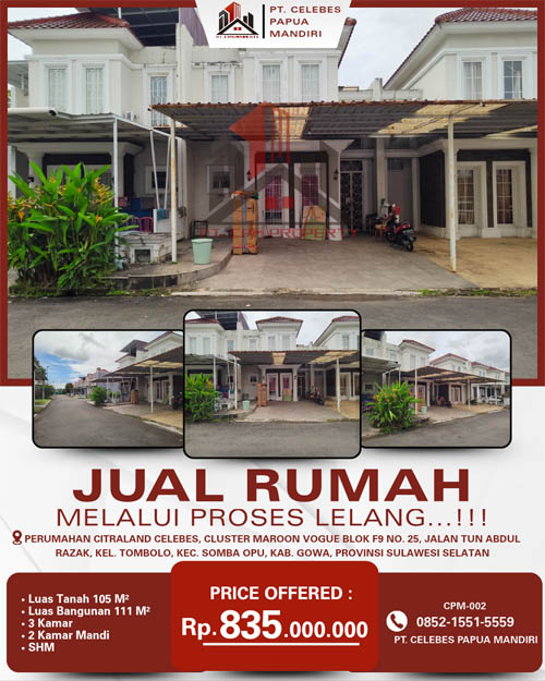 Rumah 2 Lantai di Kab. Gowa, Sulawesi Selatan di Kabupaten Gowa