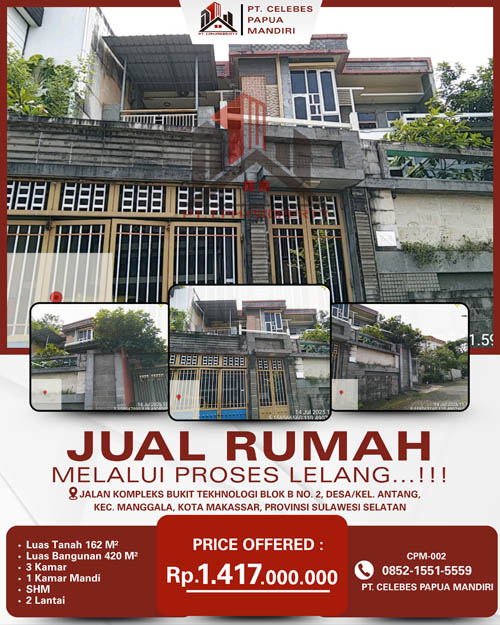 Rumah 2 Lantai di Kota Makassar, Sulawesi Selatan di Kota Makassar
