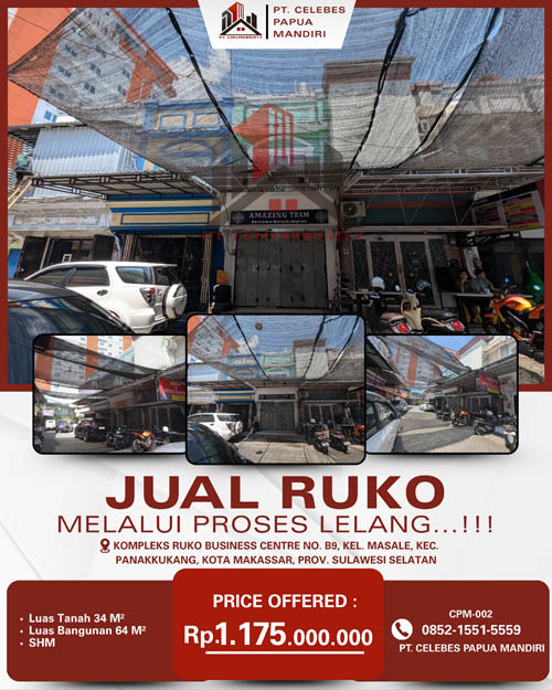 Ruko 2 Lantai di Kota Makassar, Sulawesi Selatan di Kota Makassar