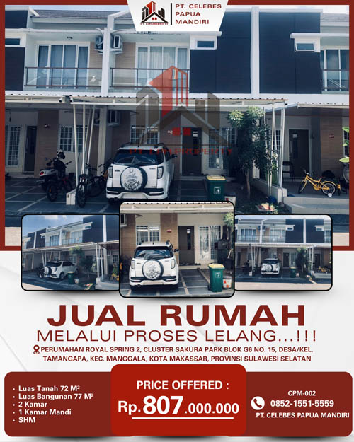 Rumah 2 Lantai di Kota Makassar, Sulawesi Selatan di Kota Makassar