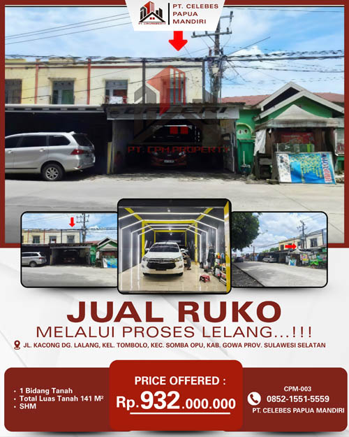 Ruko 2 Lantai di Kab. Gowa, Sulawesi Selatan di Kabupaten Gowa