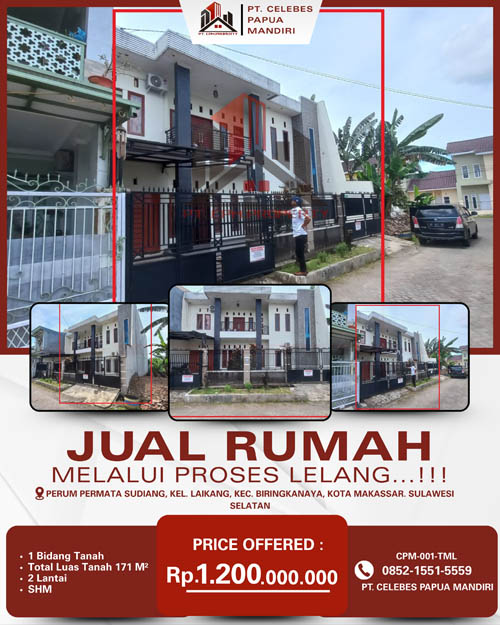 Rumah 2 Lantai di Kota Makassar, Sulawesi Selatan di Kota Makassar