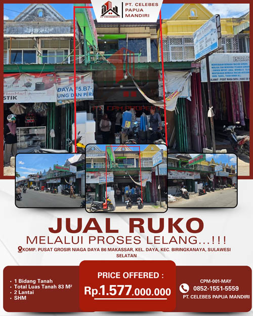 Ruko 2 Lantai di Kota Makassar, Sulawesi Selatan di Kota Makassar