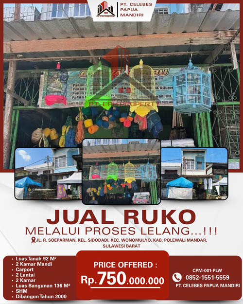 Ruko 2 Lantai di Kab. Polewali Mandar, Sulawesi Barat di Kabupaten Polewali Mandar