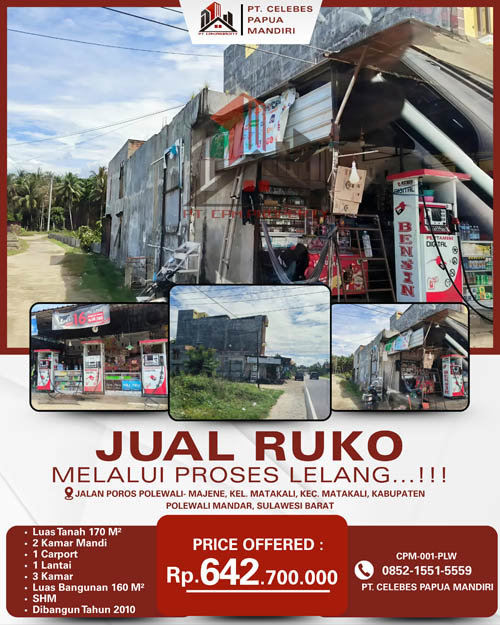 Ruko di Kab. Polewali Mandar, Sulawesi Barat di Kabupaten Polewali Mandar