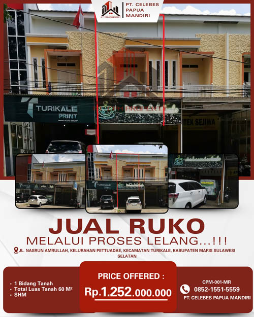 Ruko 2 Lantai di Kab. Maros, Sulawesi Selatan di Kabupaten Maros