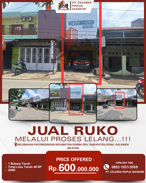 Ruko di Kab. Gowa, Sulawesi Selatan di Kabupaten Gowa