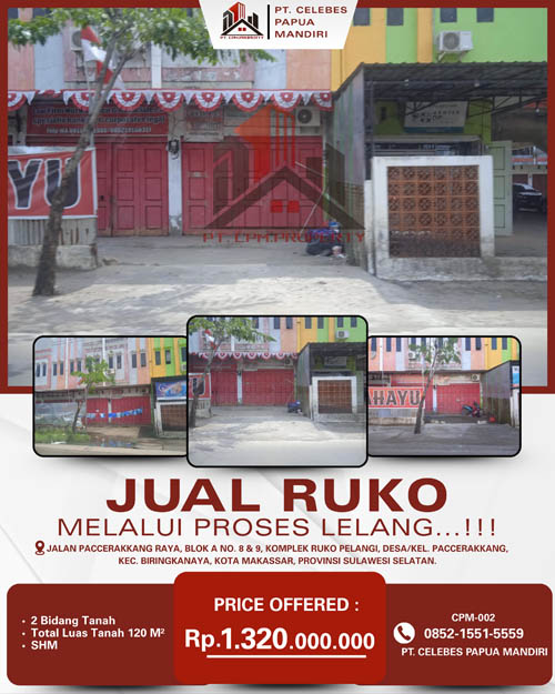 Ruko di Kota Makassar, Sulawesi Selatan di Kota Makassar