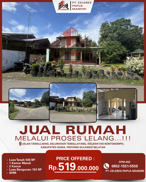 Rumah di Kab. Gowa, Sulawesi Selatan di Kabupaten Gowa