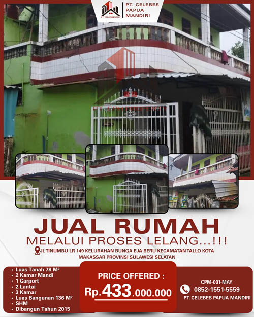 Rumah 2 Lantai di Kota Makassar, Sulawesi Selatan di Kota Makassar