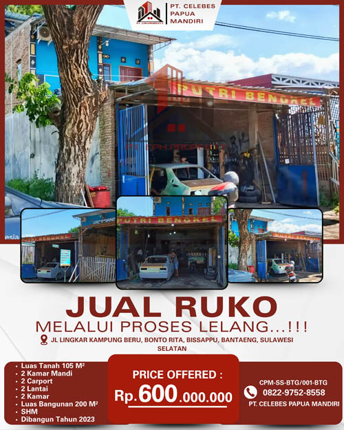 Ruko 2 Lantai di Kab. Bantaeng, Sulawesi Selatan di Kabupaten Bantaeng