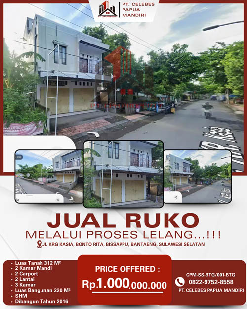 Ruko 2 Lantai di Kab. Bantaeng, Sulawesi Selatan di Kabupaten Bantaeng