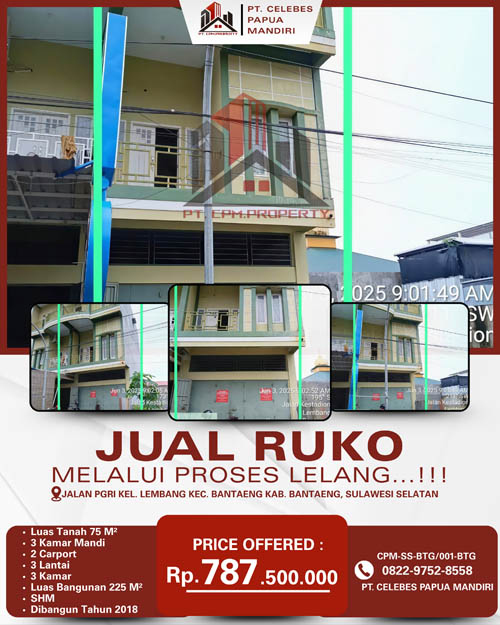 Ruko 3 Lantai di Kab. Bantaeng, Sulawesi Selatan di Kabupaten Bantaeng