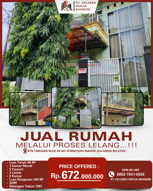 Rumah 2 Lantai di Kab. Maros, Sulawesi Selatan di Kabupaten Maros