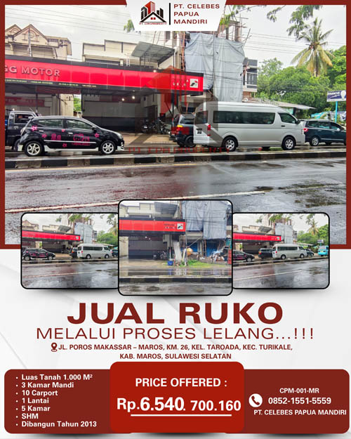 Ruko di Kab. Maros, Sulawesi Selatan di Kabupaten Maros