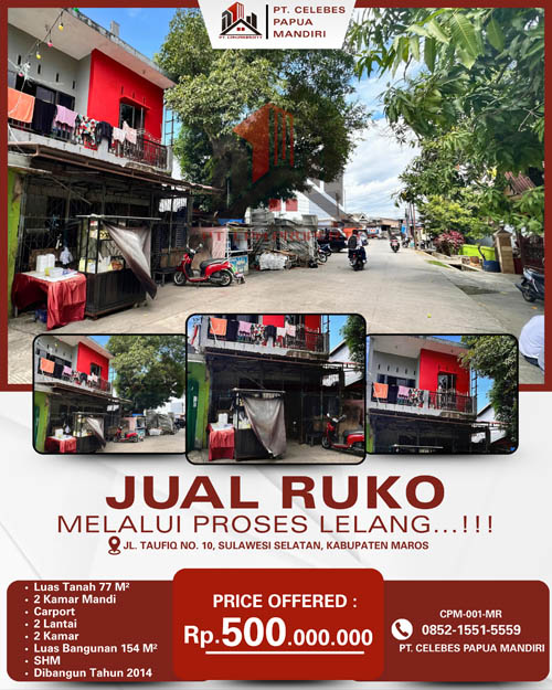 Ruko 2 Lantai di Kab. Maros, Sulawesi Selatan di Kabupaten Maros