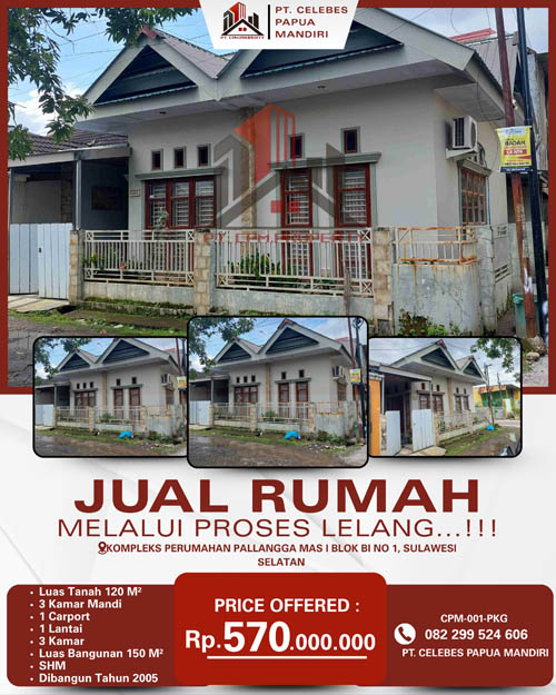 Rumah di Kab. Gowa, Sulawesi Selatan di Kabupaten Gowa